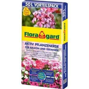 Floragard Aktiv Pflanzenerde für Balkon und Geranien 1 x 50 l