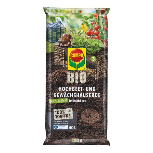 Compo Bio Hochbeet- und Gewächshauserde Torffrei 40 l