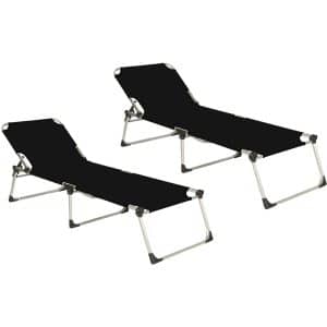 Acamp Set 2x 3-Bein Liege Riviera 216 cm x 70 cm x 37 cm Aluminium-Nero