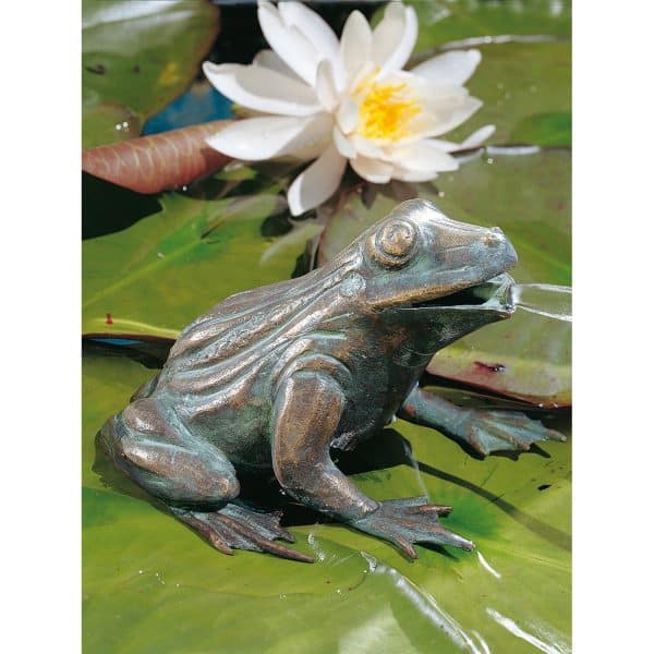 Teichfigur Wasserspeier Frosch Bronze HxBxT 11 x 16 x 13 cm