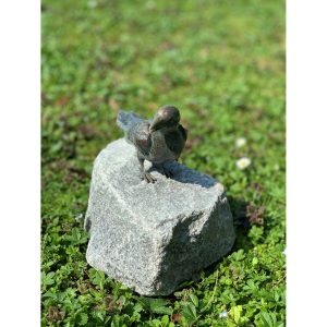 Deko-Figur Vogel Bronze auf Granitstein 20 cm
