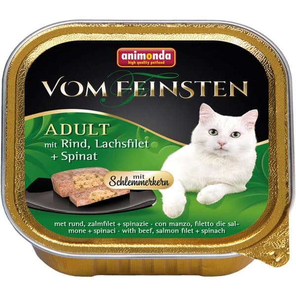 Vom Feinsten Katzen-Nassfutter Adult Rind und Lachsfilet und Spinat 100 g