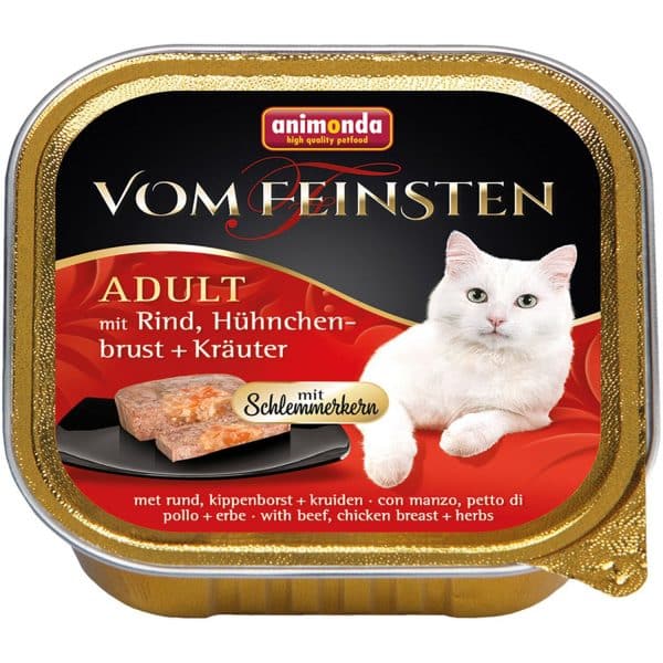 Vom Feinsten Katzen-Nassfutter Adult Rind und Hühnchenbrust und Kräuter 100 g