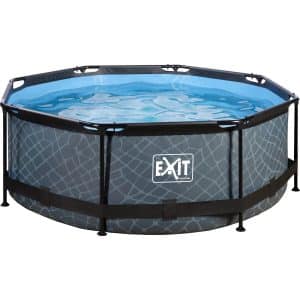 EXIT Stone Pool Grau ø 244 x 76 cm m. Filterpumpe