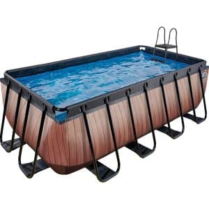 EXIT Wood Pool Braun 400 x 200 x 122 cm m. Filterpumpe