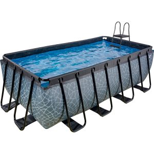 EXIT Stone Pool Grau 400 x 200 x 122 cm m. Sandfilterpumpe