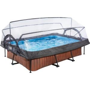 EXIT Wood Pool Braun 220 x 150 x 65 cm m. Filterpumpe u. Abdeckung