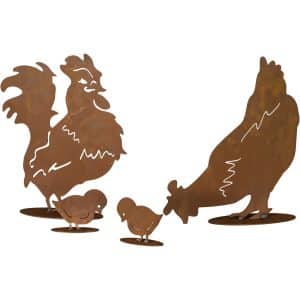 Siena Garden Hühnerfamilie 4-teilig Metall mit Edelrost