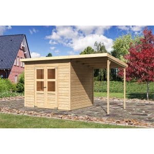 Woodfeeling Holz-Gartenhaus/Gerätehaus Neuenburg 3 Natur BxT: 400x210 cm by Karibu