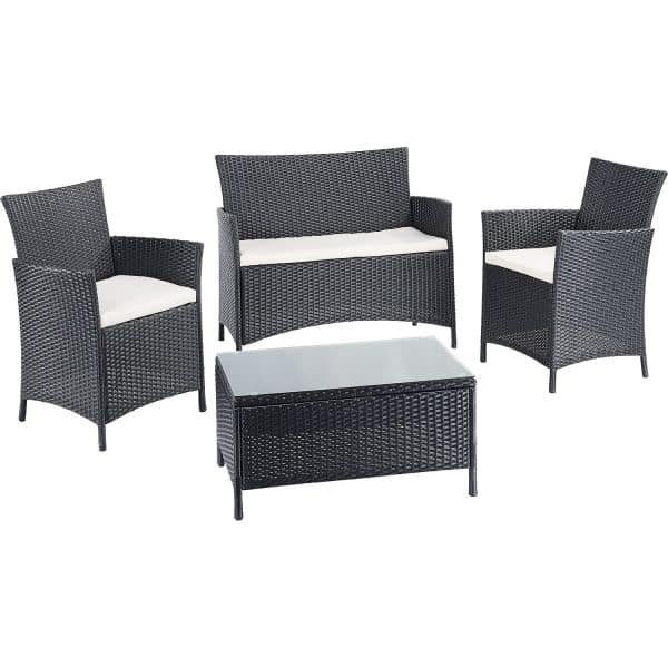 Gartenmöbel-Set Canera 4-teilig Polyrattan Schwarz