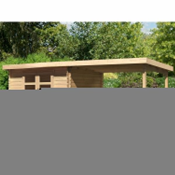 Woodfeeling Blockbohlenhaus Berlin 3 Natur BxT: 580 x 220 cm by Karibu