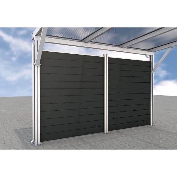 Gutta Rückwand Carport Premium Weiß WPC Dielen Dunkelgrau