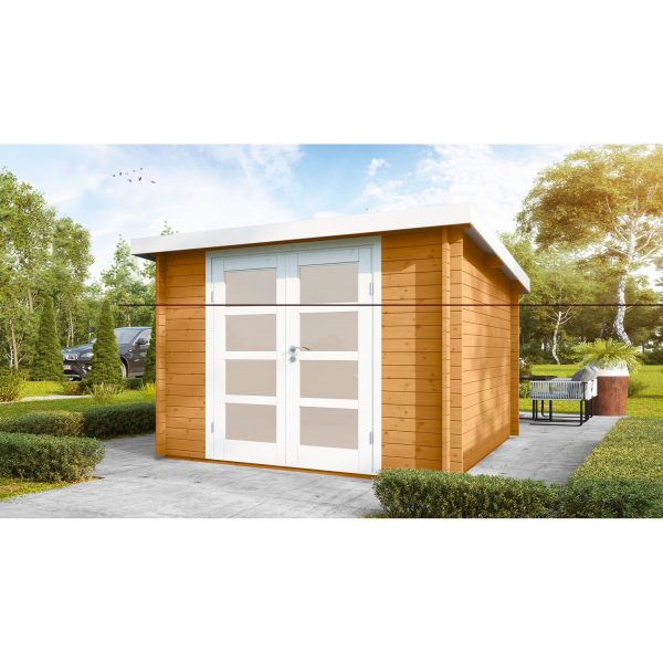 Wolff Finnhaus Holz-Gartenhaus/Gerätehaus Pulti 34-B Typ 5 Natur geölt BxT: 360 cm x 300 cm