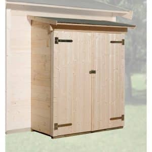 Anbauschrank Natur 65 x 128 cm für Weka Gartenhäuser mit Wandstärke 19 und 21 mm