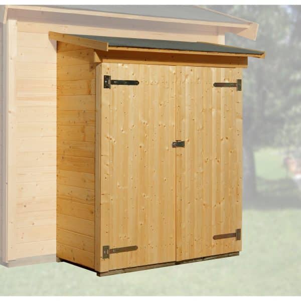 Anbauschrank Lasiert 65 x 128cm für Weka Gartenhäuser mit Wandstärke 19 und 21mm