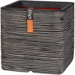 Capi Pflanztopf Nature Rib Quadrat Riffel 30 cm x 30 cm x 30 cm Anthrazit