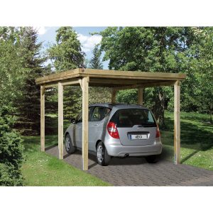 Weka Flachdach-Einzelcarport 617 Gr. 1 ohne Dachplatten 322 cm x 512 cm