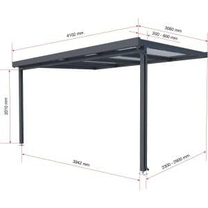 Terrassenüberdachung Premium Bausatz (BxT) 410 cm x 306 cm Anthrazit