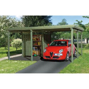 Weka Einzelcarport 607 Gr.1 inkl. Geräteraum 512 cm x 389 cm