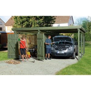 Weka Einzelcarport 607 Gr.3 inkl. XXL Geräteraum 512 cm x 579 cm