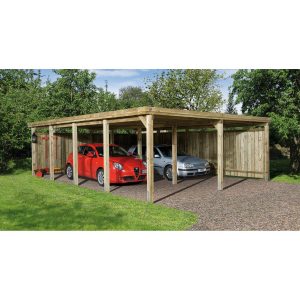 Weka Flachdach-Doppelcarport 618 Gr.3 mit PVC-Dachplatten  603 cm x 802 cm