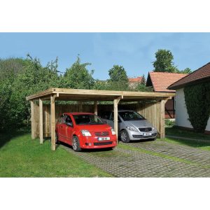 Weka Flachdach-Doppelcarport 618 Gr. 1 mit Trapezblech 603 cm x 512 cm