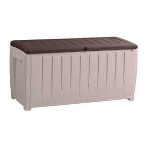 Keter Auflagen-/ Universalbox Novel Box mit Sitzgelegenheit 340 L Beige/Espresso