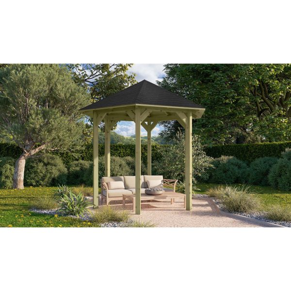 Pavillon Alicante Set kdi mit Schindeln Schwarz 235 cm x 208 cm x 280 cm