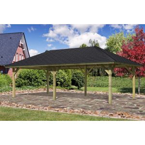 Pavillon Hedemark 2 Set kdi mit Schindeln Schwarz 359 cm x 706 cm x 315 cm