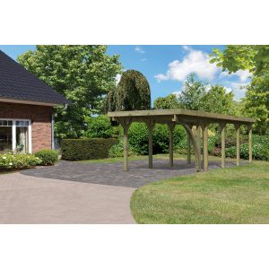 Karibu Einzelcarport Classic 3 PVC-Dach mit einem Einfahrtsbogen