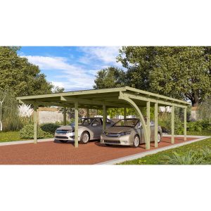 Karibu Doppelcarport Eco 2 mit Einfahrtsbogen