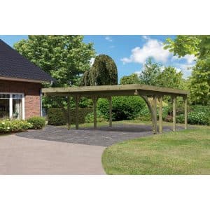 Karibu Doppelcarport Classic 2 PVC-Dach mit zwei Einfahrtsbogen