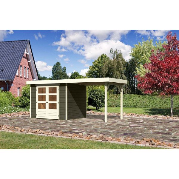 Karibu Gartenhaus/Gerätehaus Boras 3 Set Terragrau 491 cm x 238 cm