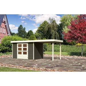 Karibu Gartenhaus/Gerätehaus Boras 4 Set Terragrau 554 cm x 238 cm