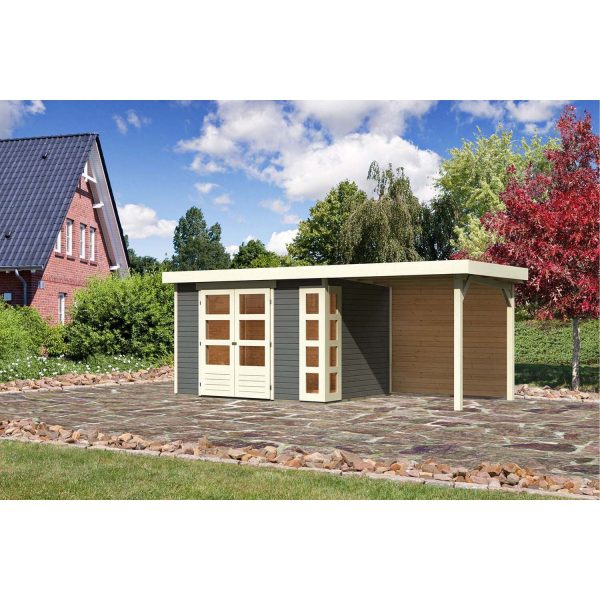 Karibu Gartenhaus/Gerätehaus Sölve 4 Set Terragrau 554 cm x 238 cm