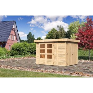 Karibu Gartenhaus/Gerätehaus Retola 2 Set Natur  317 cm x 238 cm