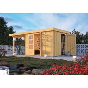 Karibu Gartenhaus/Gerätehaus Retola 3 Set Natur  566 cm x 238