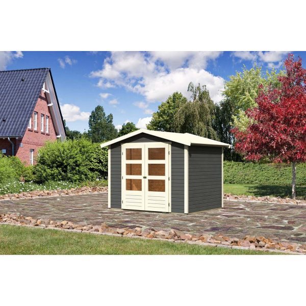 Karibu Gartenhaus/Gerätehaus Amberg 3 Terragrau 272 cm x 210 cm