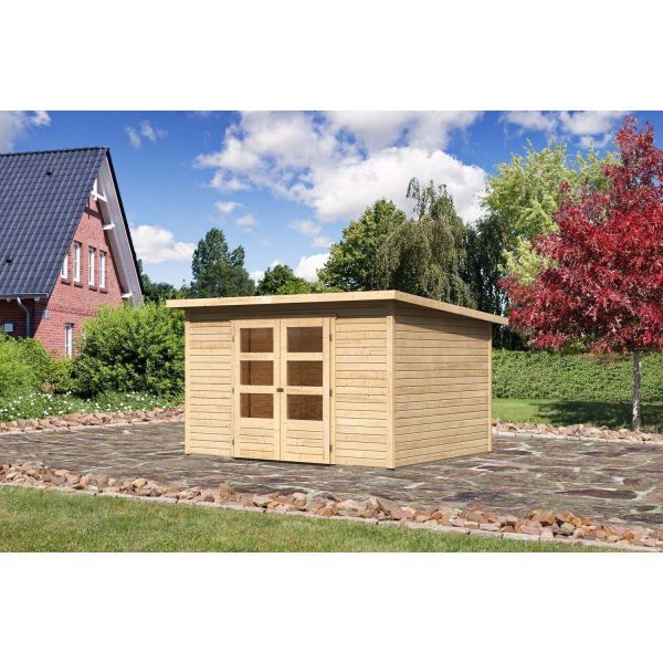 Karibu Gartenhaus/Gerätehaus Stockach 5 Natur 330 cm x 282 cm