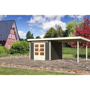 Karibu Gartenhaus/Gerätehaus Kumla 6 Set Terragrau 612 cm x 303 cm