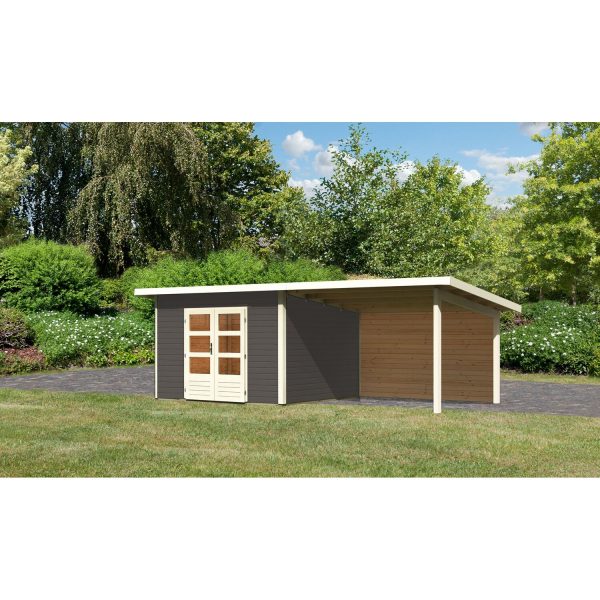 Karibu Gartenhaus/Gerätehaus Karlskoga 3 Set Terragrau 724 cm x 360 cm