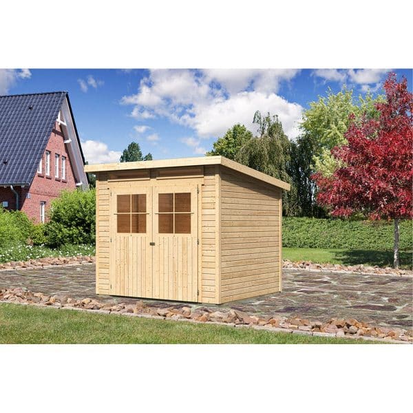 Woodfeeling Holz-Gartenhaus/Gerätehaus Genf 4 Natur B x T: 238 cm x 213 cm by Karibu