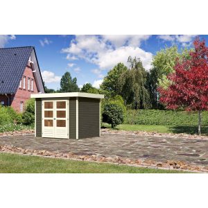 Karibu Gartenhaus/Gerätehaus Boras 3 Terragrau 266 cm x 238 cm