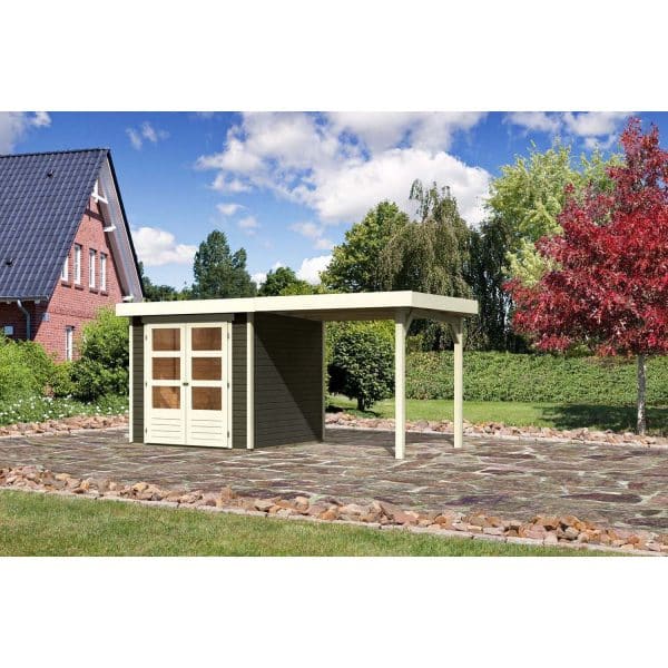 Karibu Gartenhaus/Gerätehaus Boras 2 Set Terragrau 467 cm x 238 cm