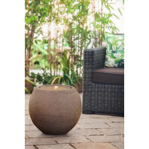 Heissner Terrassenbrunnen-Set Ball Grey LED Terracotta