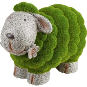 Deko-Schaf aus Polyresin und Kunstrasen 32 cm x 16 cm x 24 cm Grün