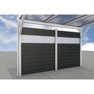 Gutta Rückwand Carport Premium Weiß WPC Dielen Dunkelgrau mit PC Paneele