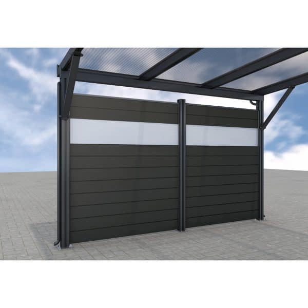 Gutta Rückwand Carport Premium Anthrazit WPC Dielen Dunkelgrau mit PC Paneele