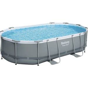 Bestway Frame Pool Power Steel Komplett-Set 488 x 305 x 107 cm Grau Oval