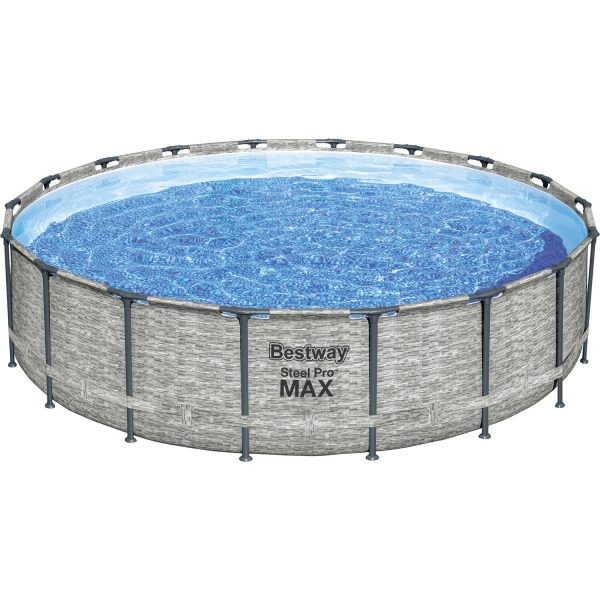 Bestway Frame Pool Steel Pro Max Komplett-Set Ø 549x122 cm Steinwand-Optik Rund